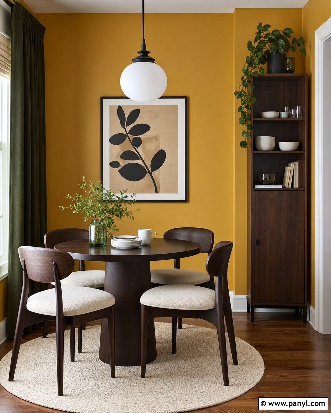 Mustard Yellow Walls With Dark Wood Furniture - 25 Wall Colour With Wooden Furniture Ideas