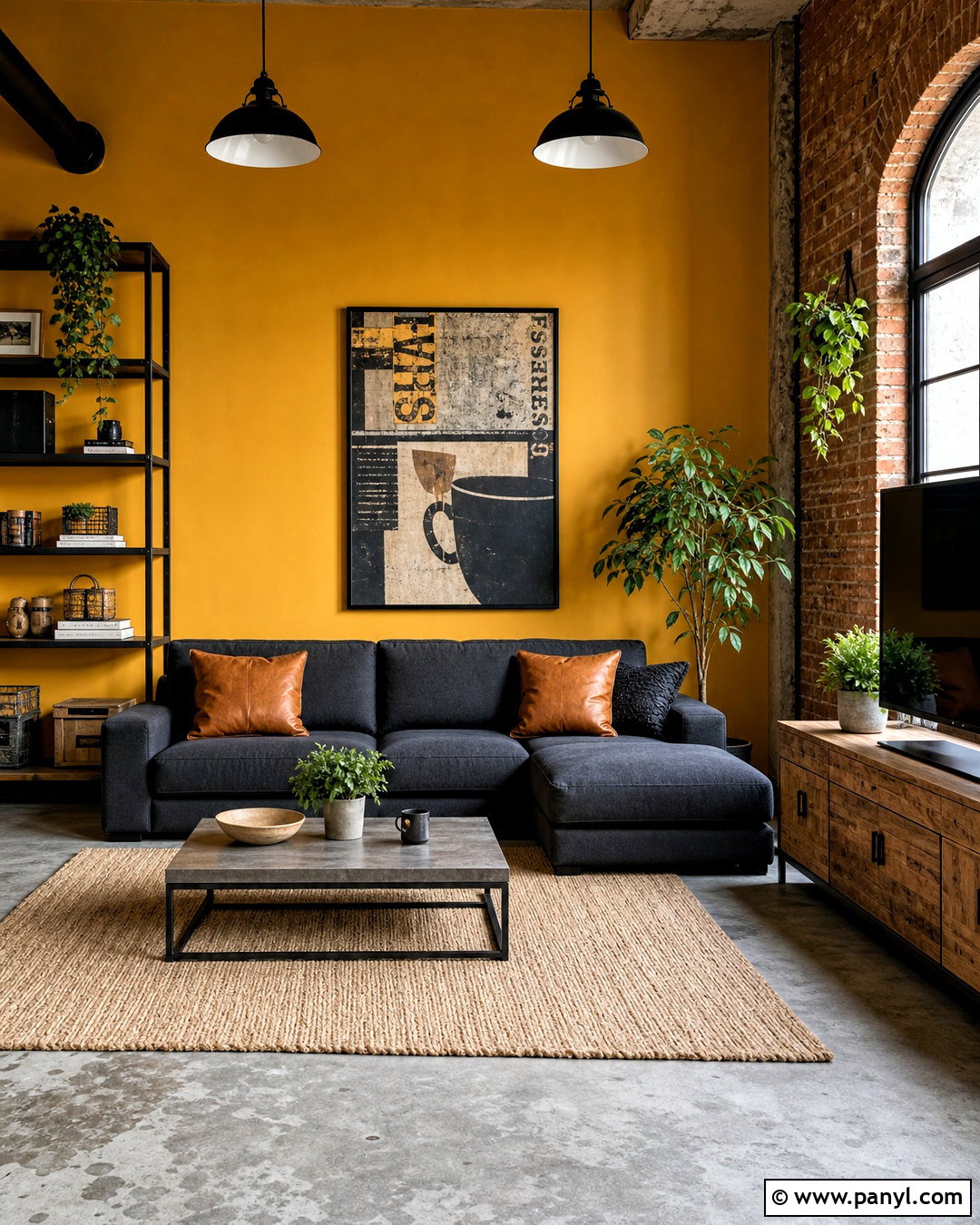 Mustard Yellow Walls With Industrial Decor - 20 mustard yellow walls