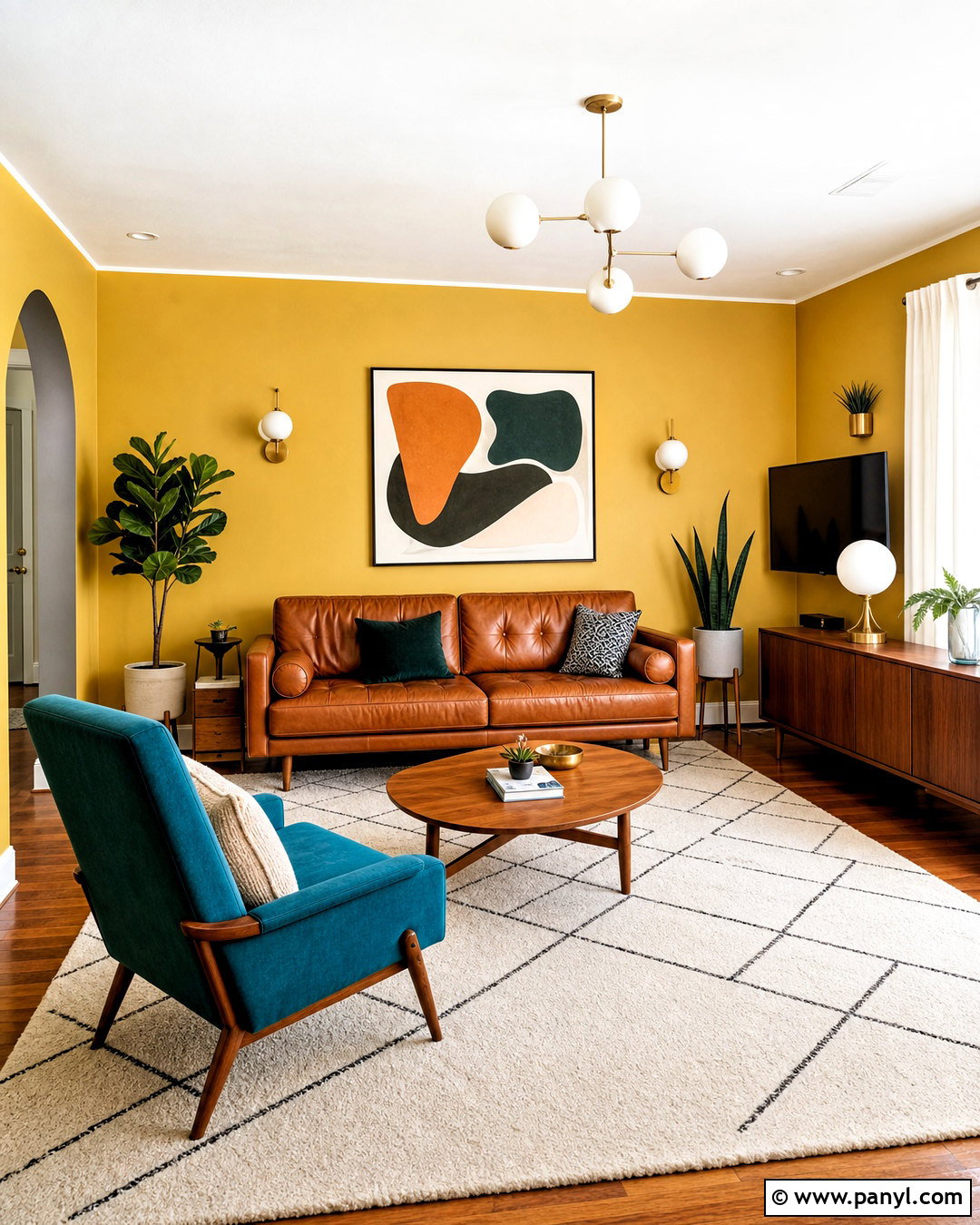 Mustard Yellow Walls With Midcentury Modern Decor - 20 mustard yellow walls