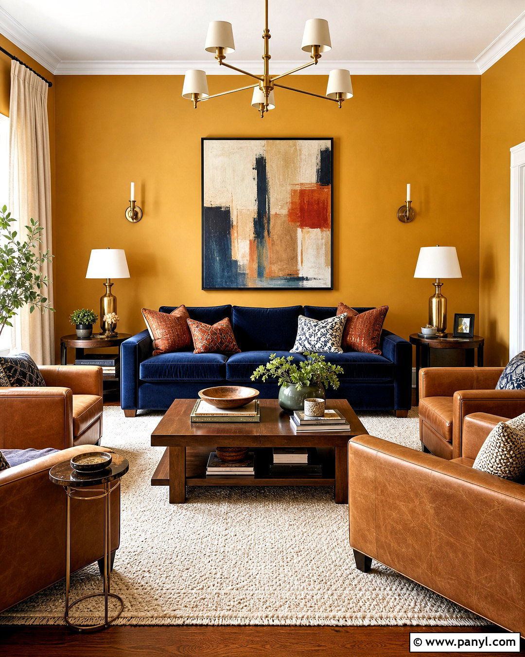 Mustard Yellow Walls With Navy Furniture - 20 home decor inspiration yellow walls