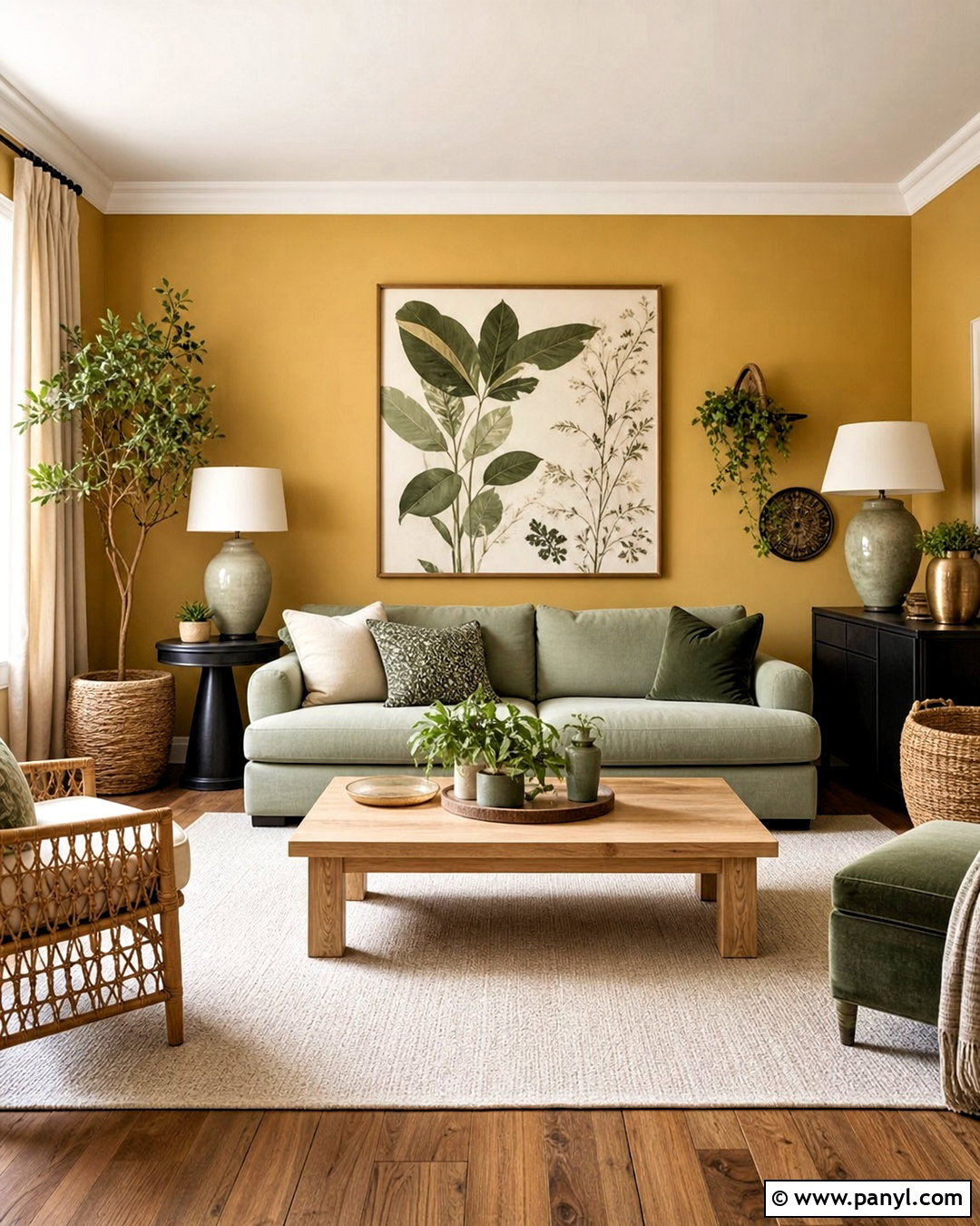 Mustard Yellow Walls With Sage Green Decor - 20 mustard yellow walls