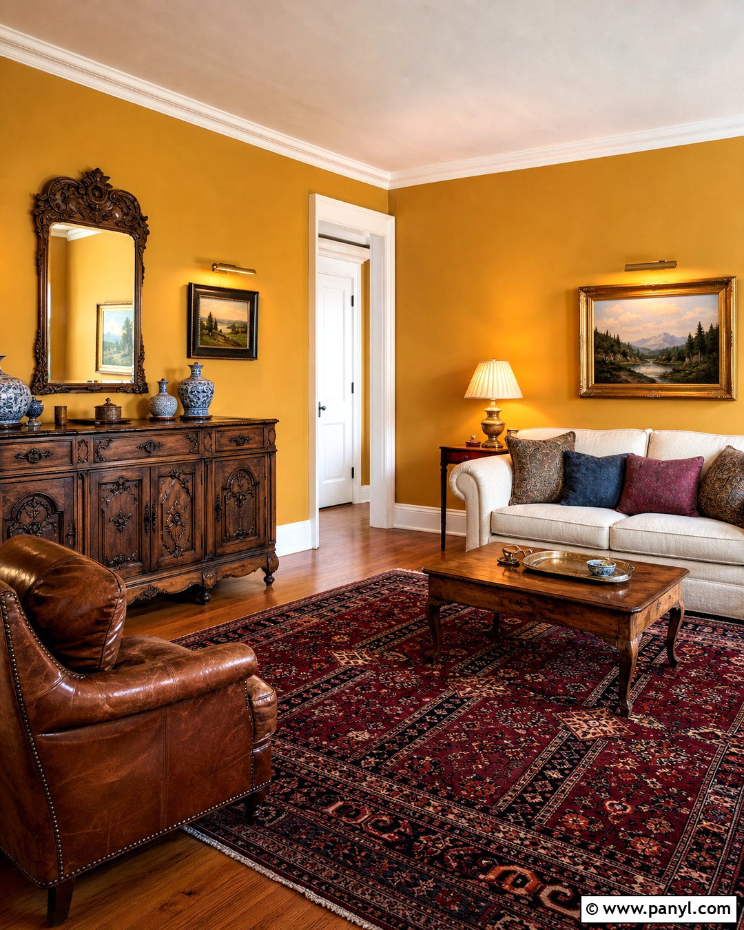 Mustard Yellow Walls With Vintage Furniture - 20 mustard yellow walls