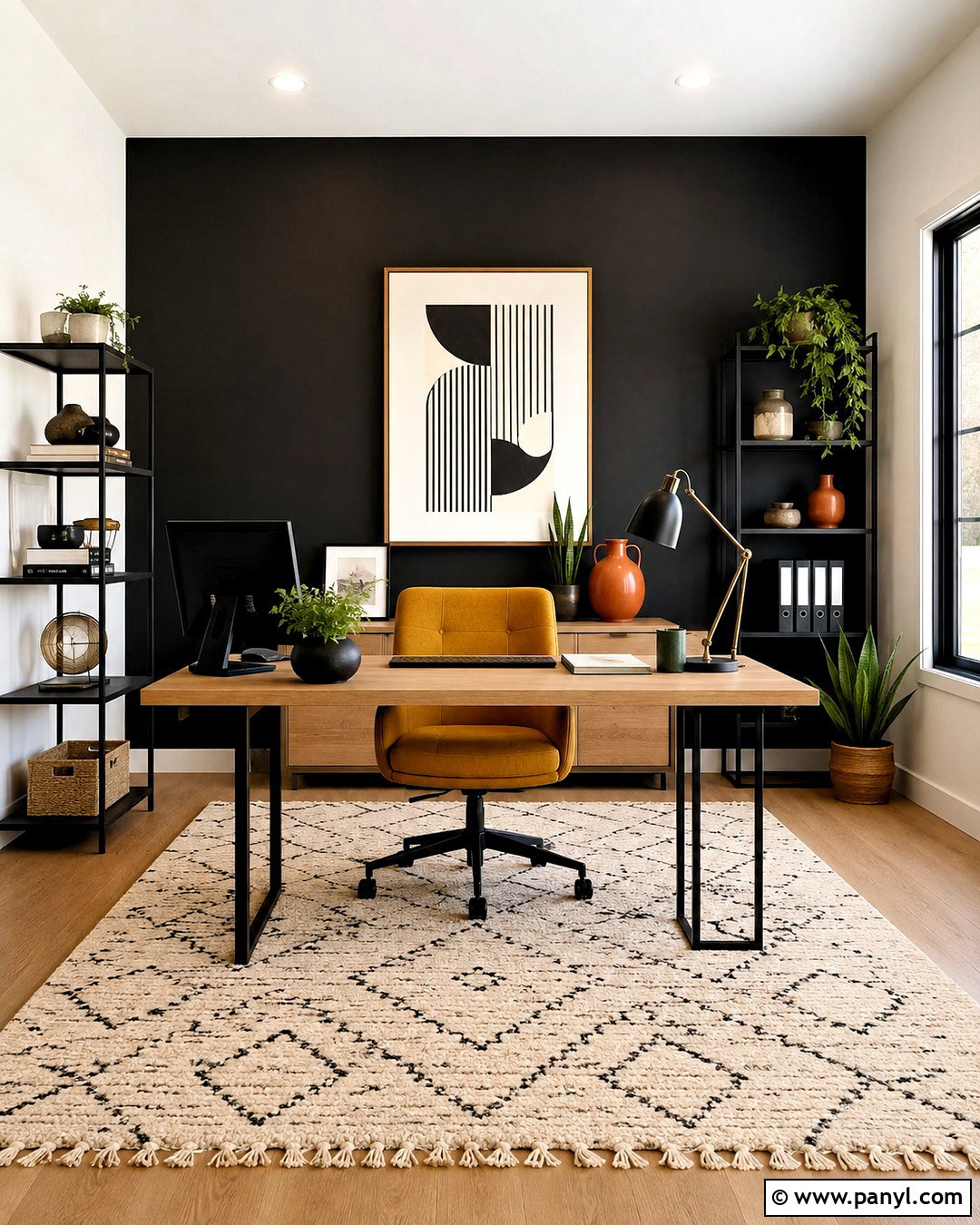 Mustard Yellow With A Black Accent Wall - 20 What Colors Go With A Black Accent Wall Ideas