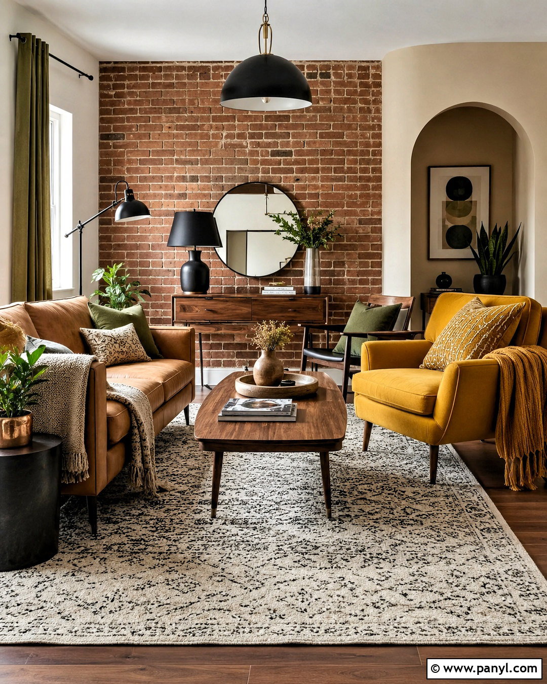 Mustard Yellow With A Brick Wall - 20 What Color Goes With Brick Wall Ideas