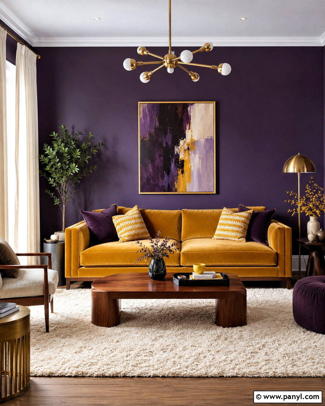 Mustard Yellow With Purple Walls - 20 colors that go with purple walls