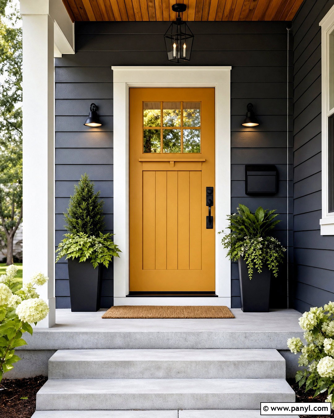 Mustard Yellow Wooden Door - 20 wooden door colour ideas