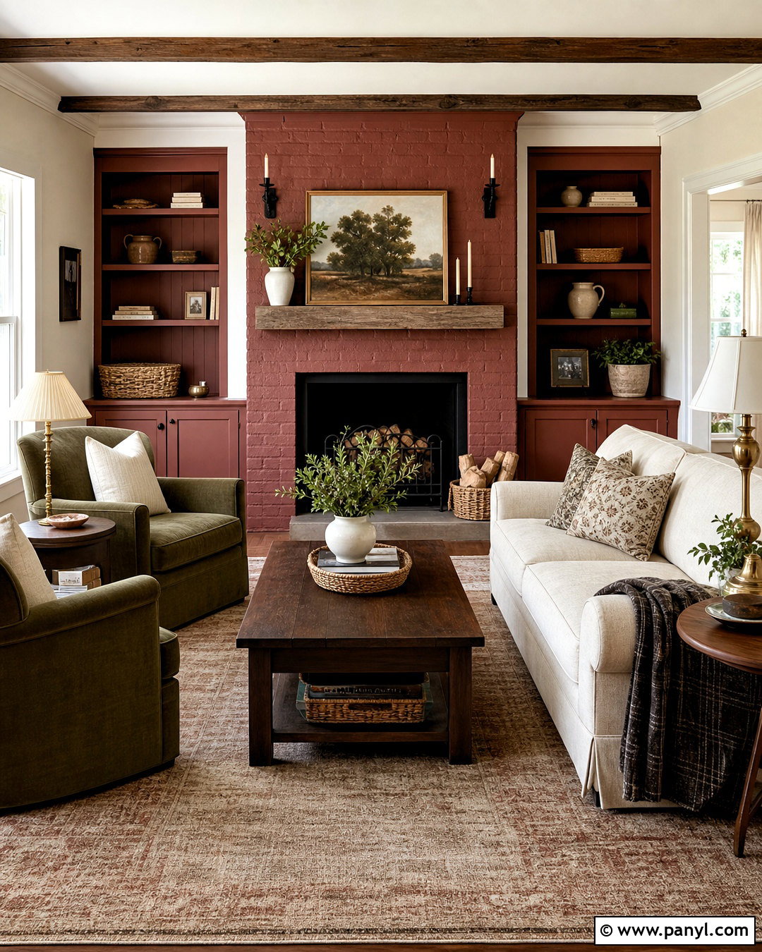 Muted Barn Red Farmhouse Living Room Paint - 20 farmhouse living room paint colors