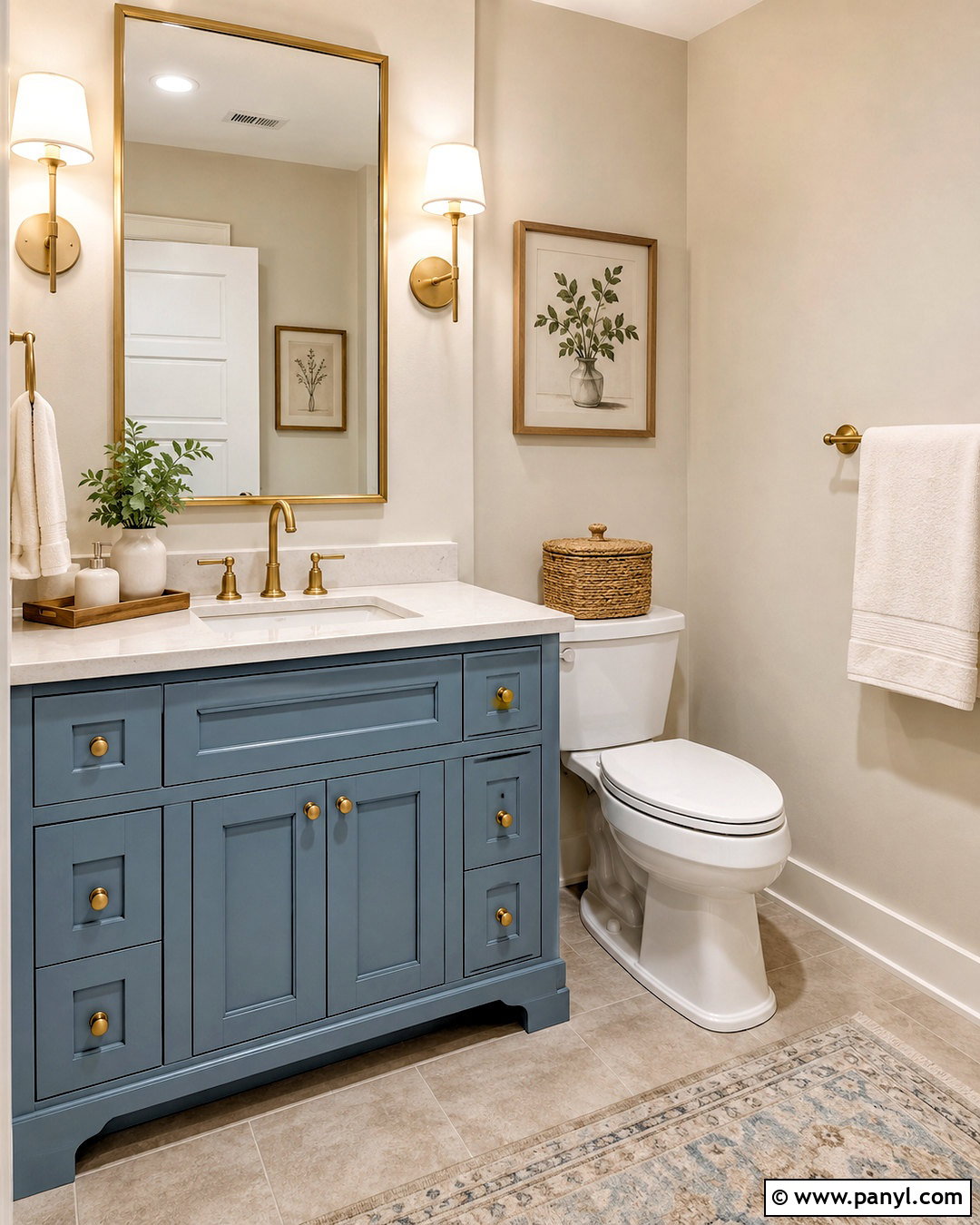 Muted Blue Guest Bathroom Vanity - 20 blue vanity bathroom ideas