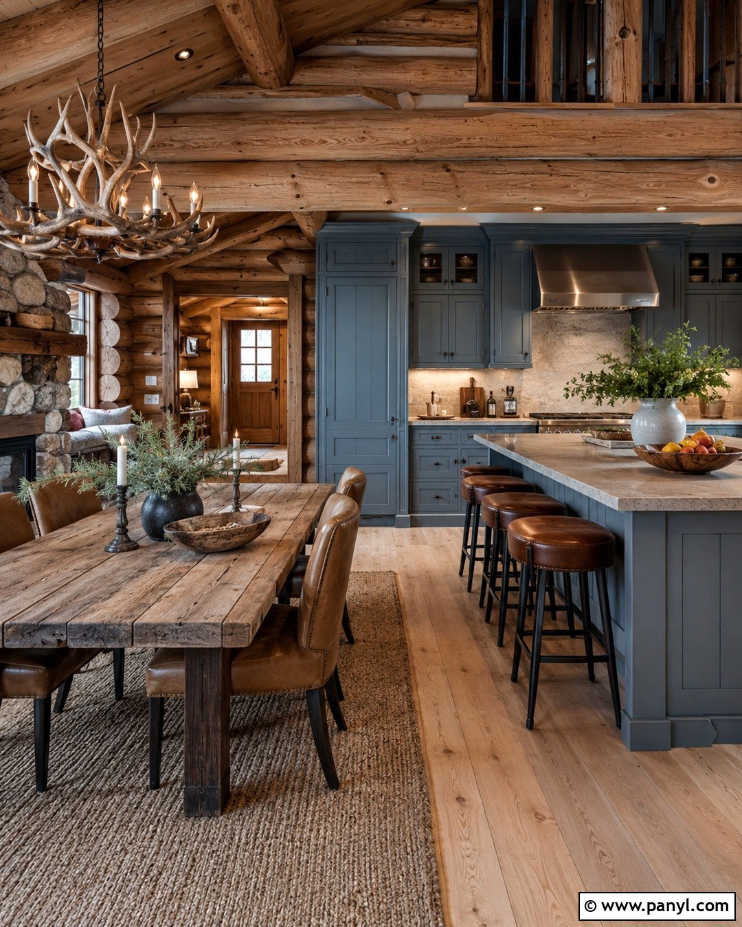 Muted Blue Log Cabin Interior - 20 Log Cabin Interior Colors