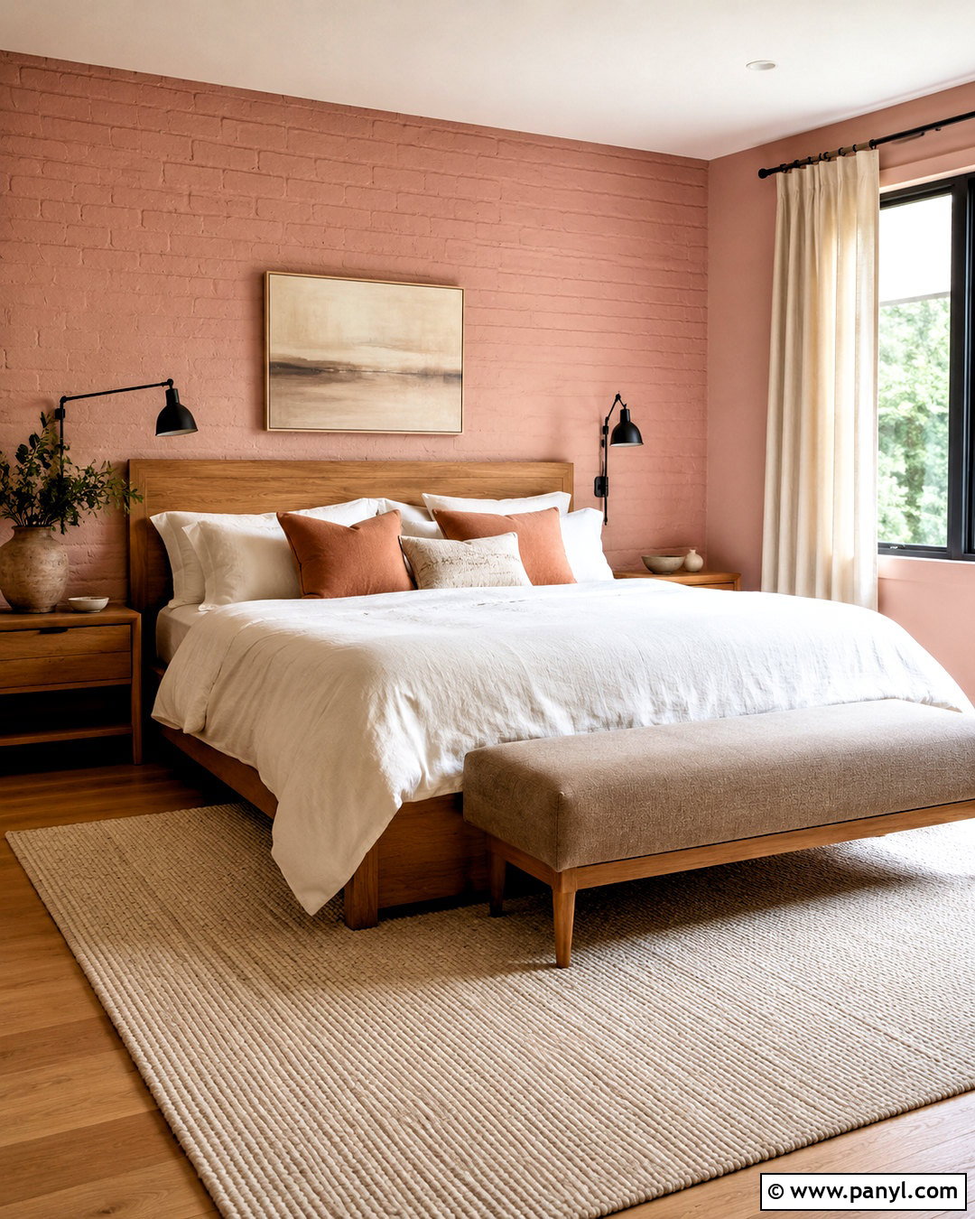 Muted Blush Brick Bedroom Wall - 20 brick wall before and after painting ideas
