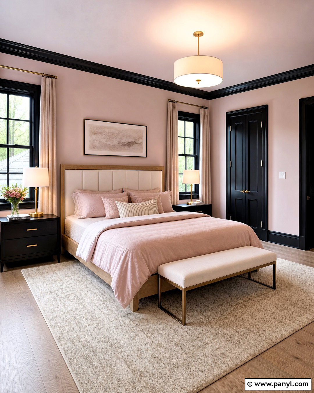 Muted Blush Walls With Black Trim - 20 black trim interior color schemes