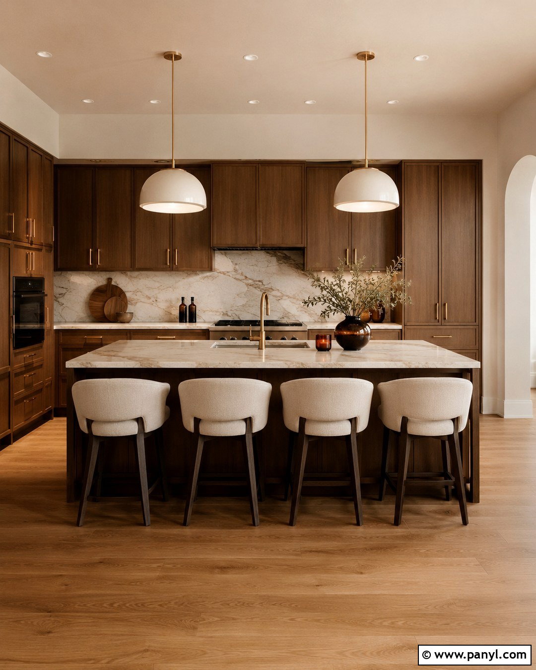 Muted Blush Walls With Walnut Cabinets - 20 Brown Kitchen Ideas Paint Wall Colors