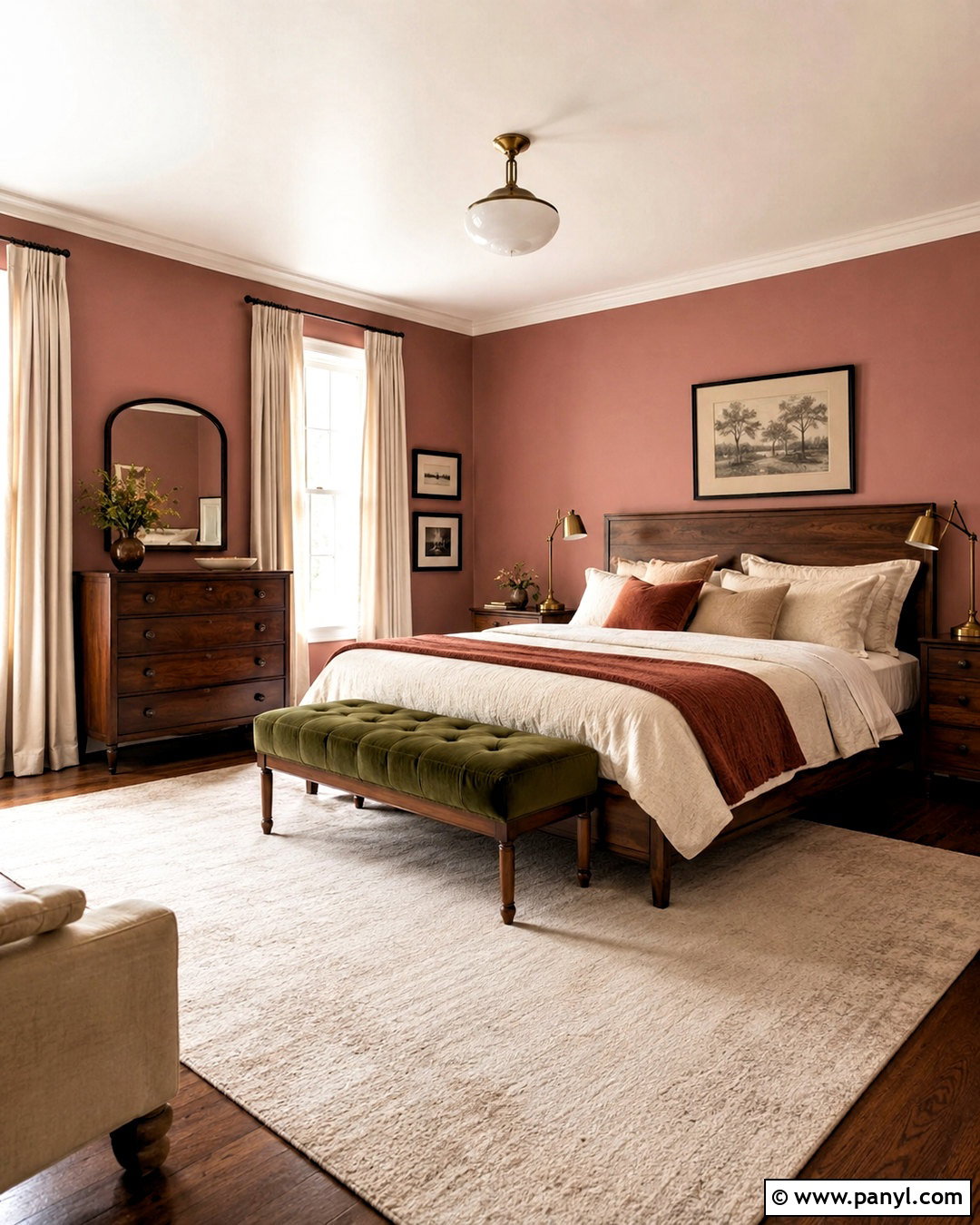Muted Clay Pink Walls With Dark Wood - 20 Wall Colors That Go Well With Dark Wood Ideas