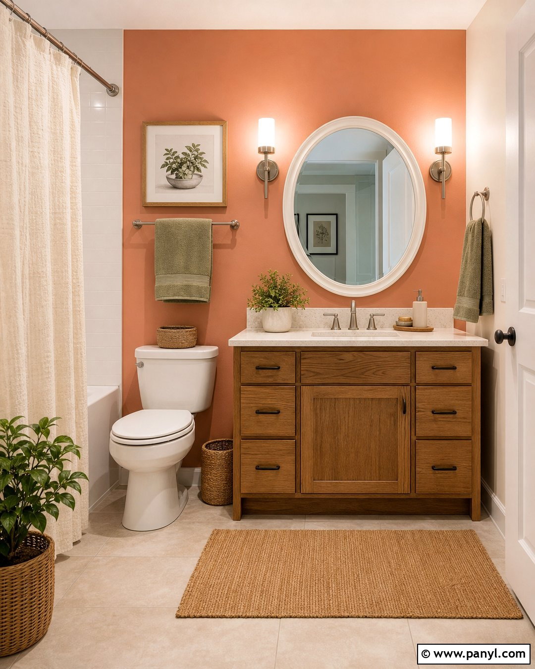 Muted Coral Bathroom Accent Wall - 30 Accent Wall Bathroom Painted Ideas
