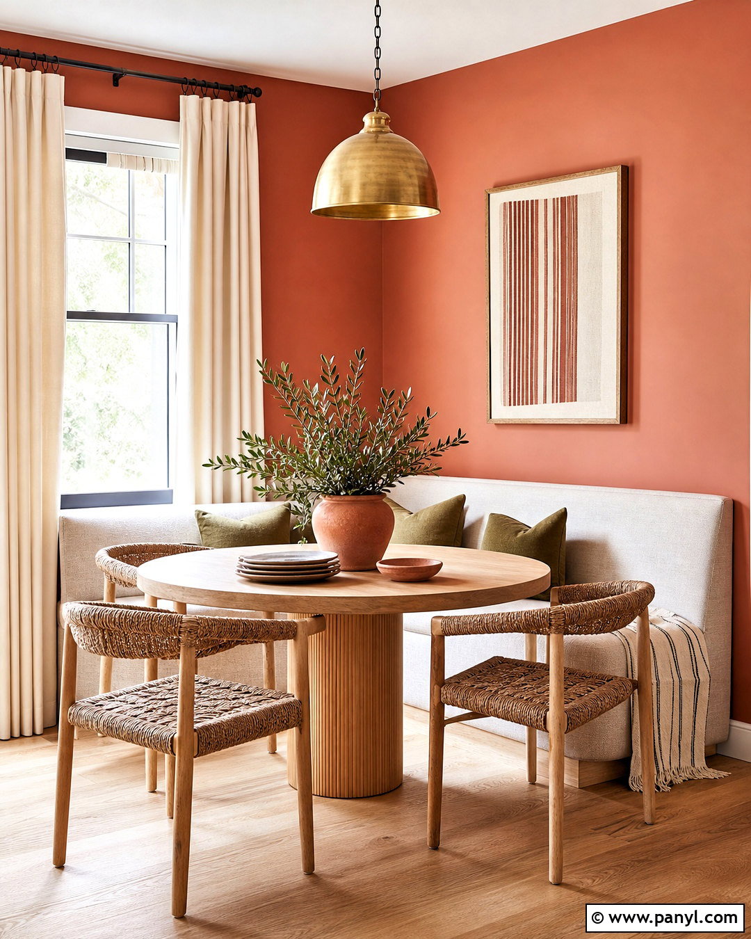 Muted Coral Breakfast Nook Paint - 20 warm paint colors for home ideas