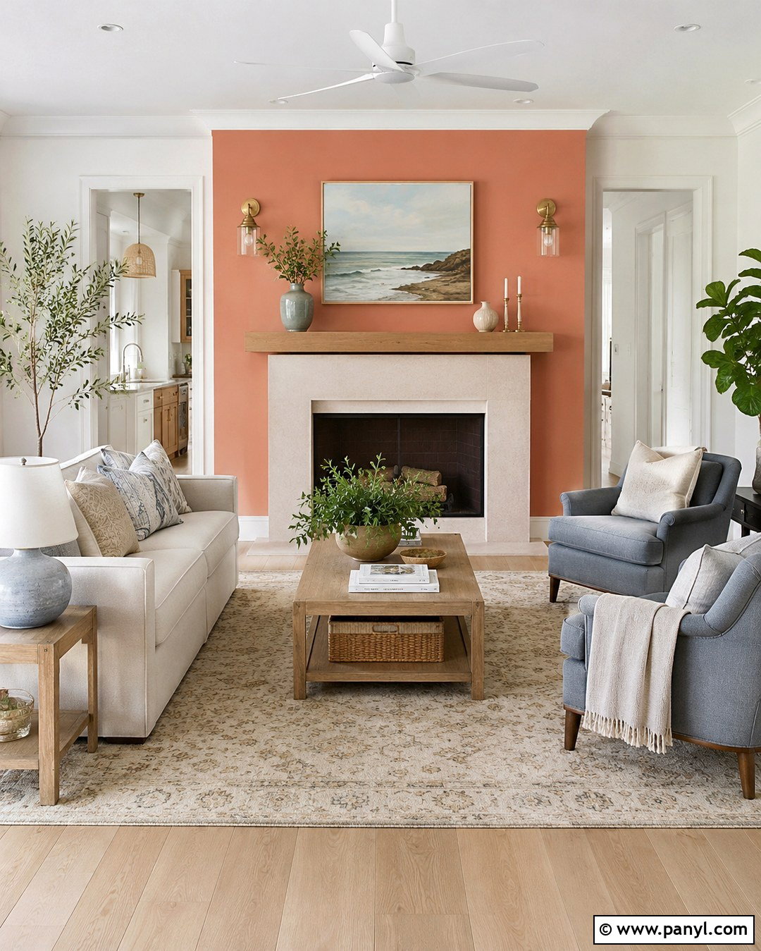 Muted Coral Fireplace Wall - 20 Accent Color On Fireplace Wall Ideas