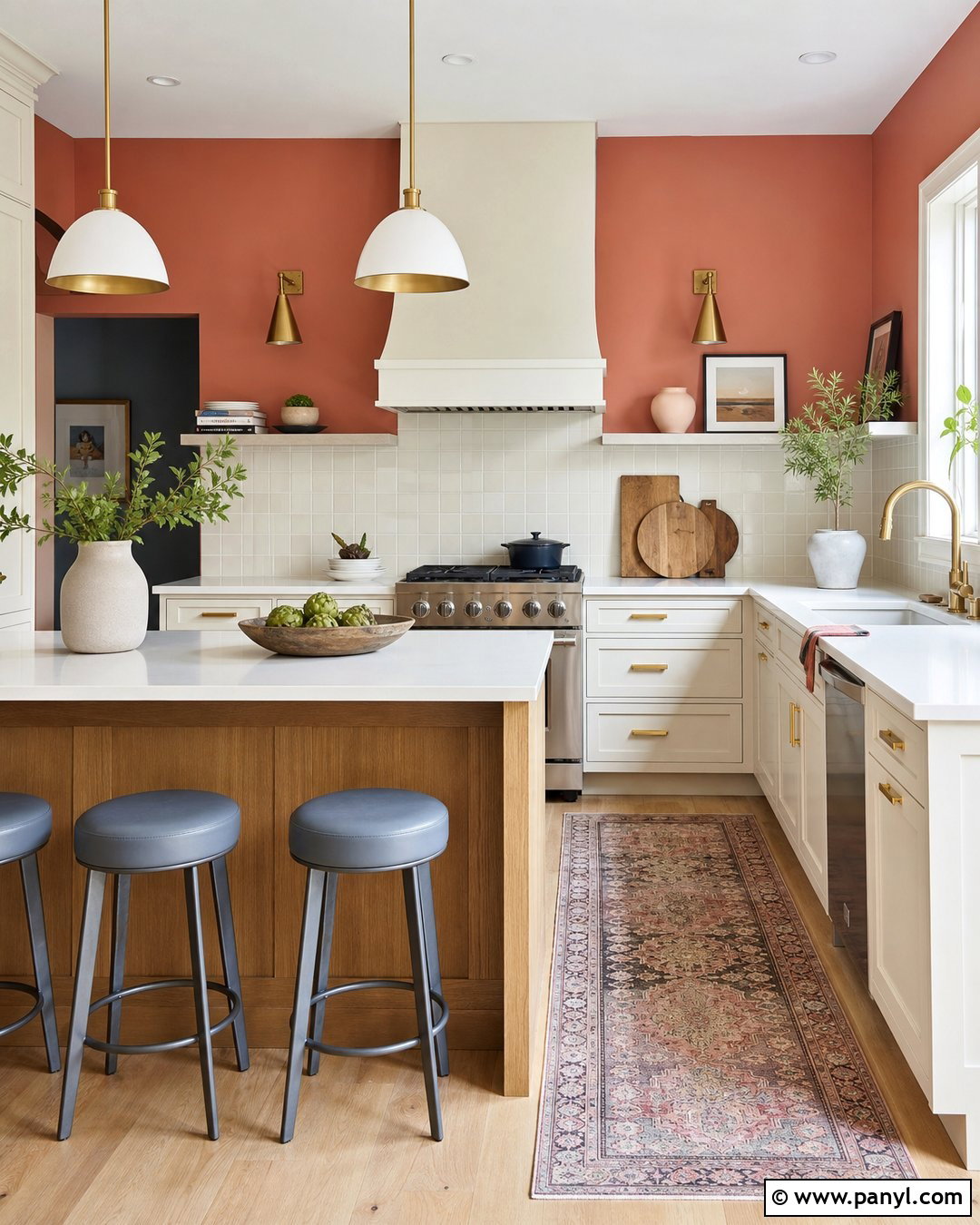 Muted Coral Kitchen Walls - 35 kitchen wall colors with cream cabinets