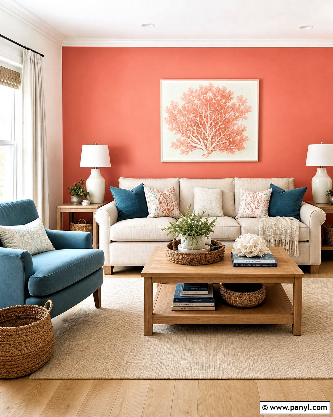 Muted Coral Living Room Accent Wall - 20 accent wall colors living room ideas
