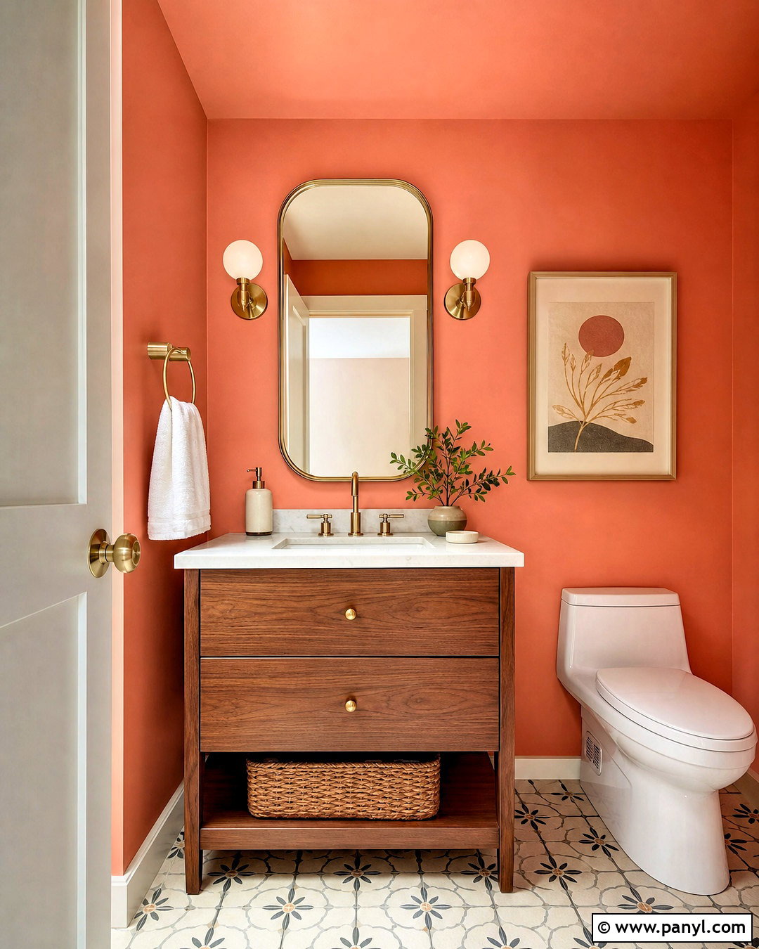 Muted Coral Wall Color Powder Room - 20 wall color design ideas