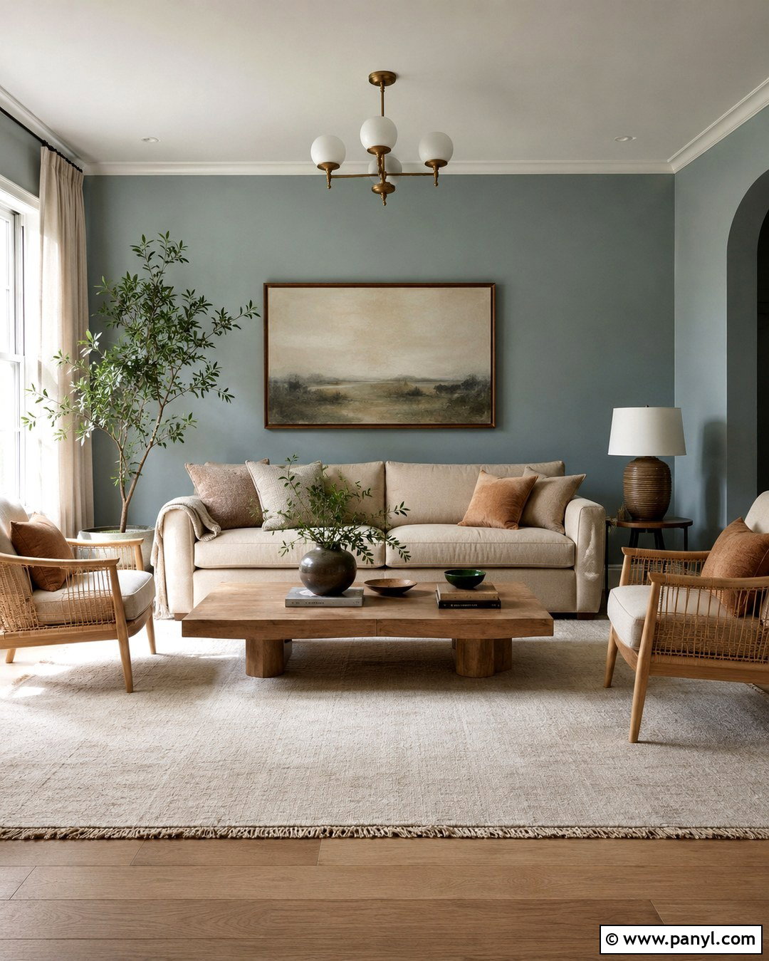 Muted Cyan Wall With Beige Decor - 20 Cyan Wall Color Ideas