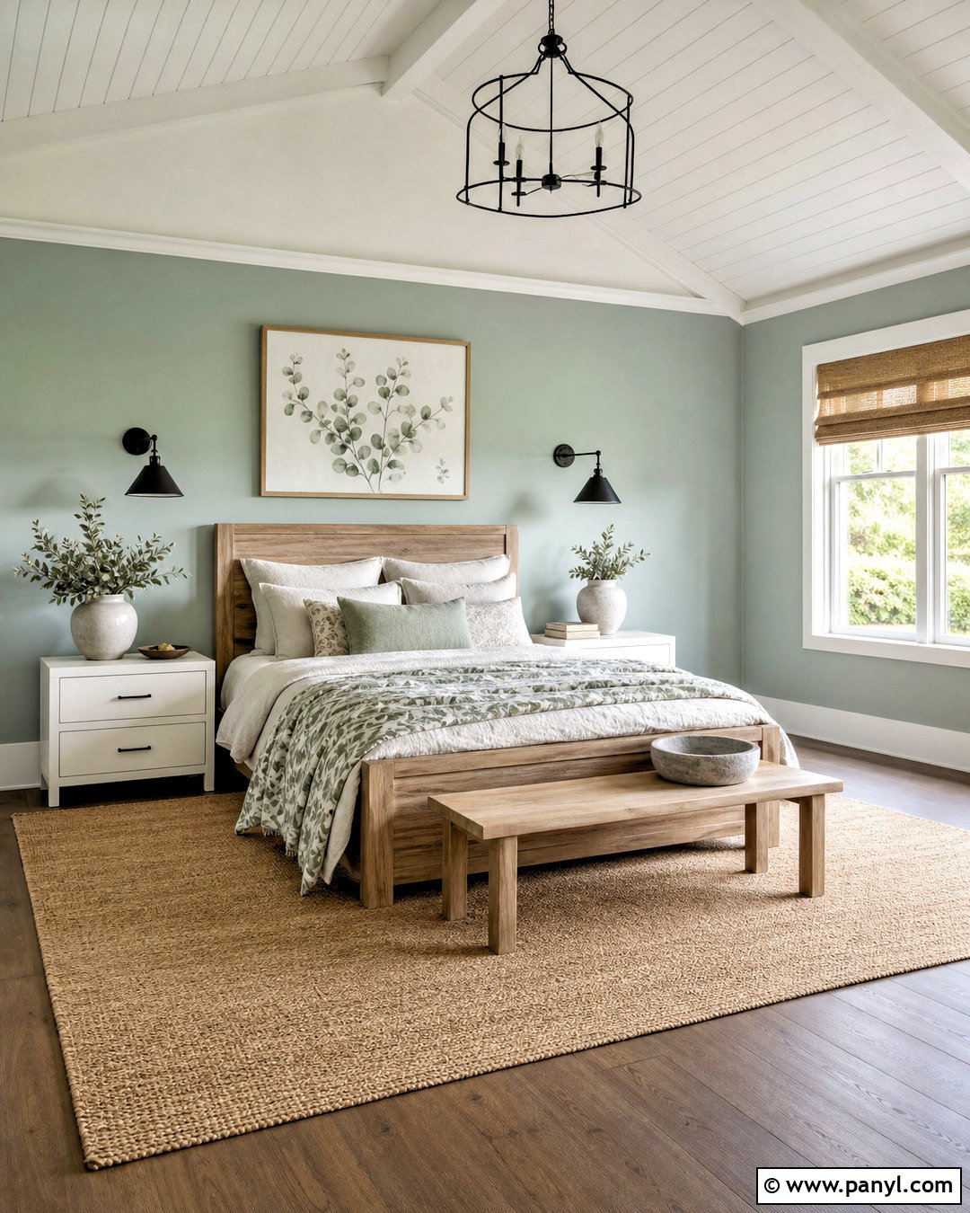 Muted Eucalyptus Farmhouse Bedroom - 20 farmhouse bedroom paint colors