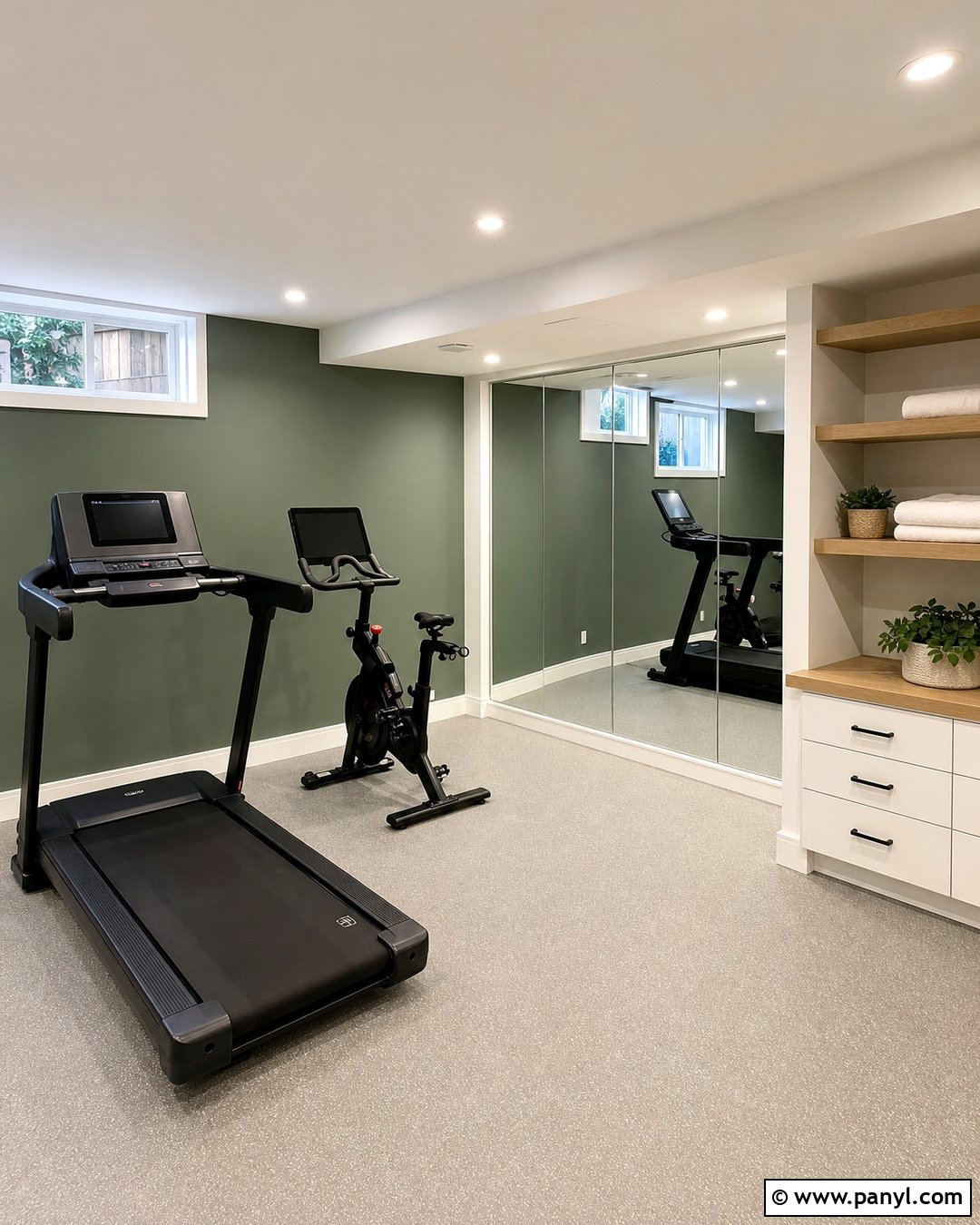 Muted Green Basement Home Gym - 20 Modern Home Gym With Green Accent Wall Ideas