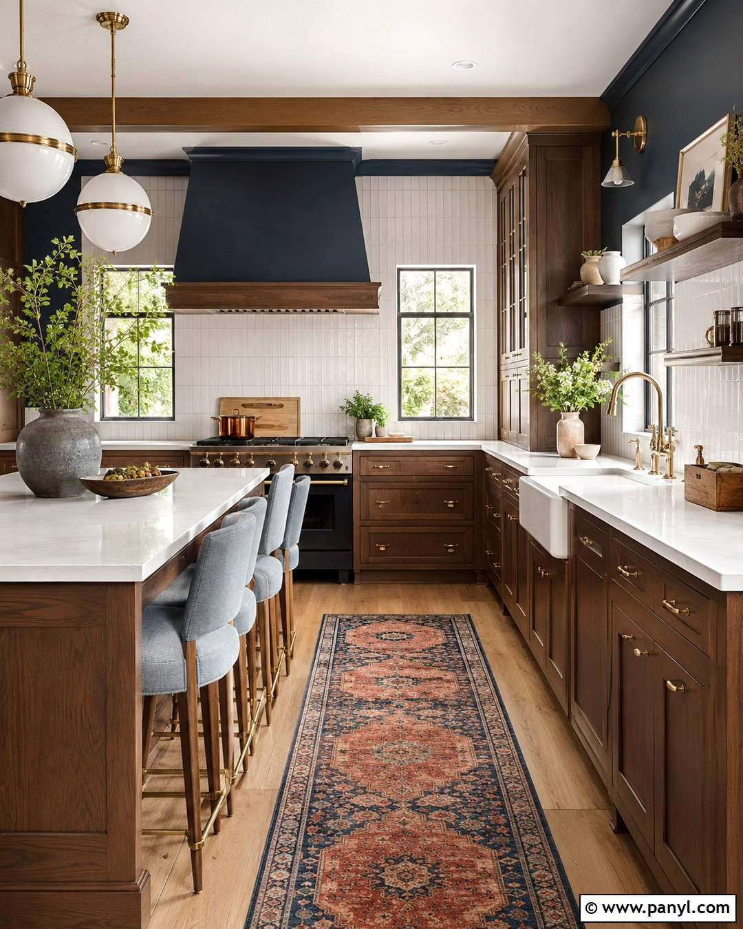 Muted Indigo Kitchen Walls With Brown Shaker Cabinets - 20 Blue Kitchen Walls With Brown Cabinets