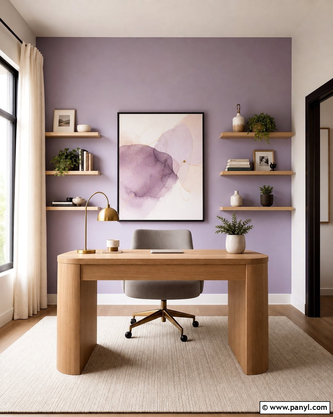 Muted Lavender Home Office Accent Wall - 25 Home Office Accent Wall Color Ideas