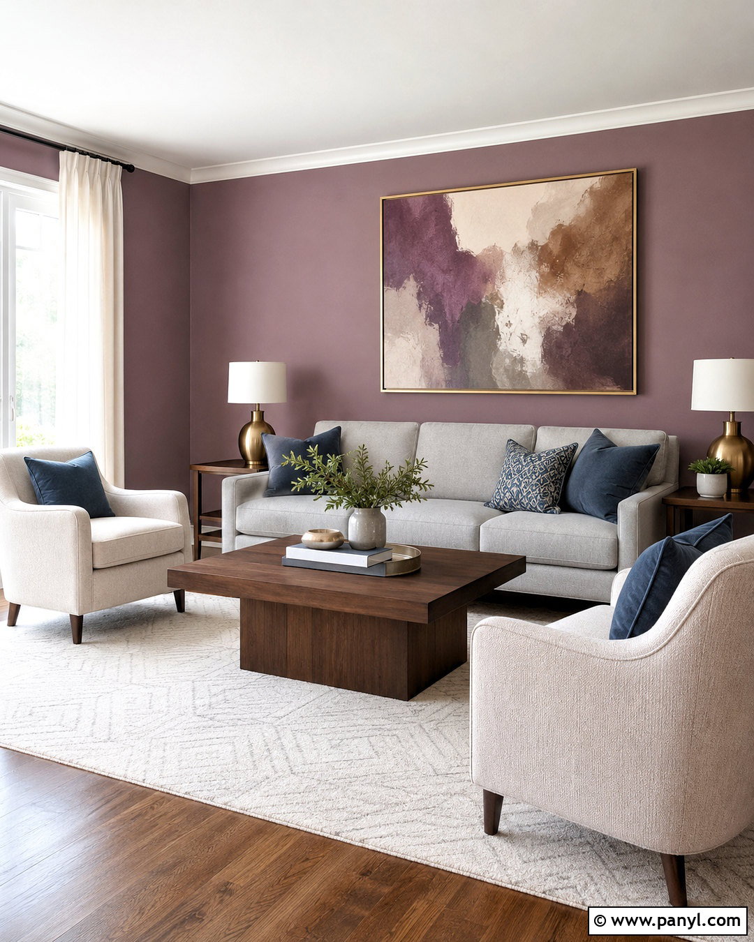 Muted Mauve Accent Wall - 20 living room accent wall paint colors