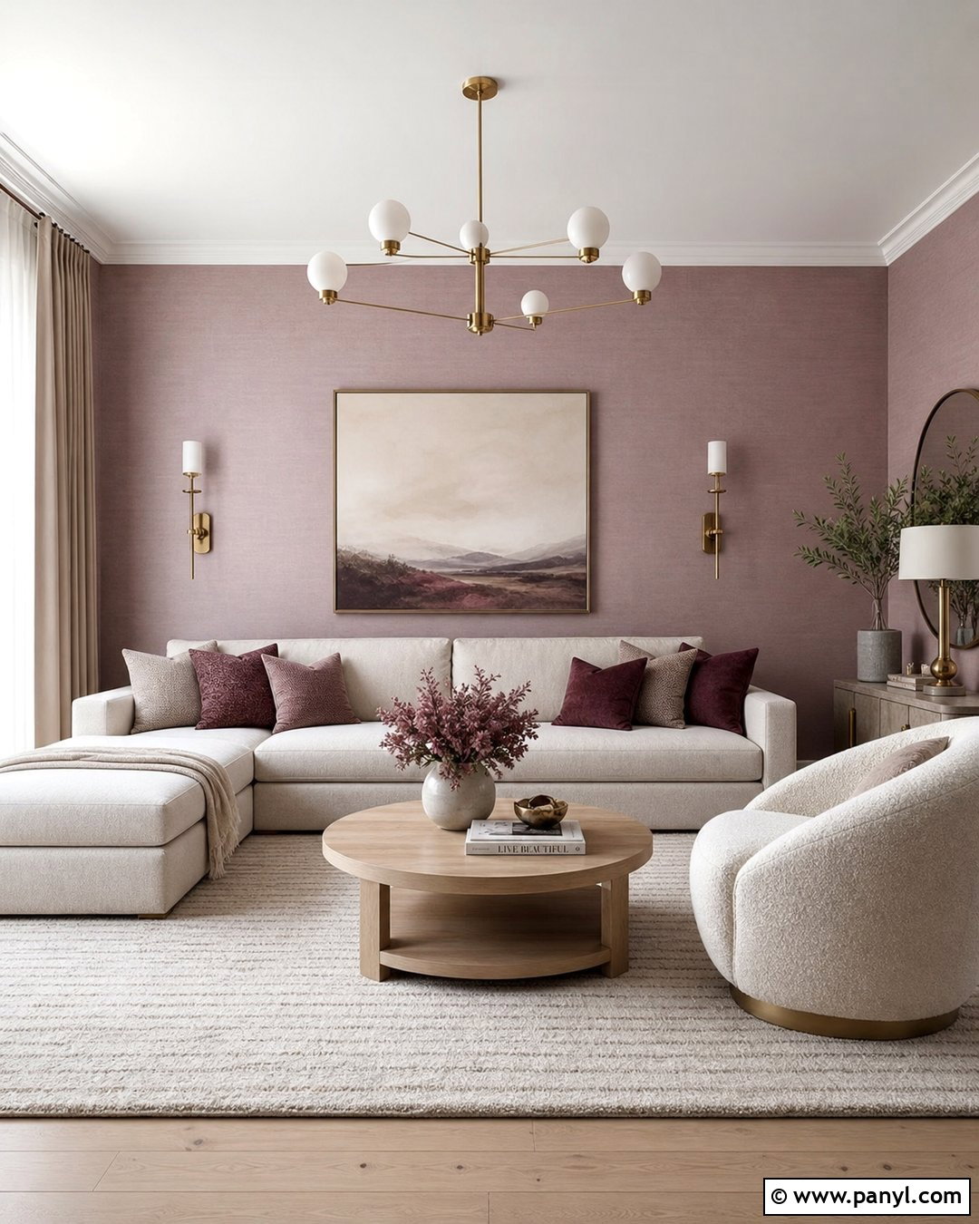 Muted Mauve Texture Living Room Wall - 35 royal paint wall design for living room ideas