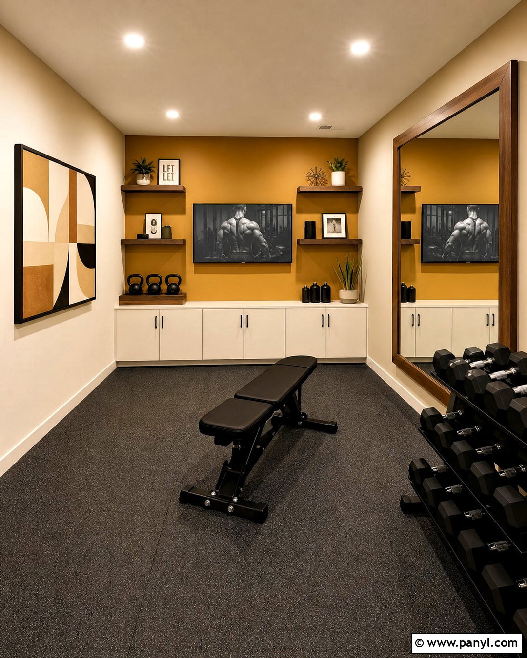 Muted Mustard Home Gym - 20 home gym colors paint ideas