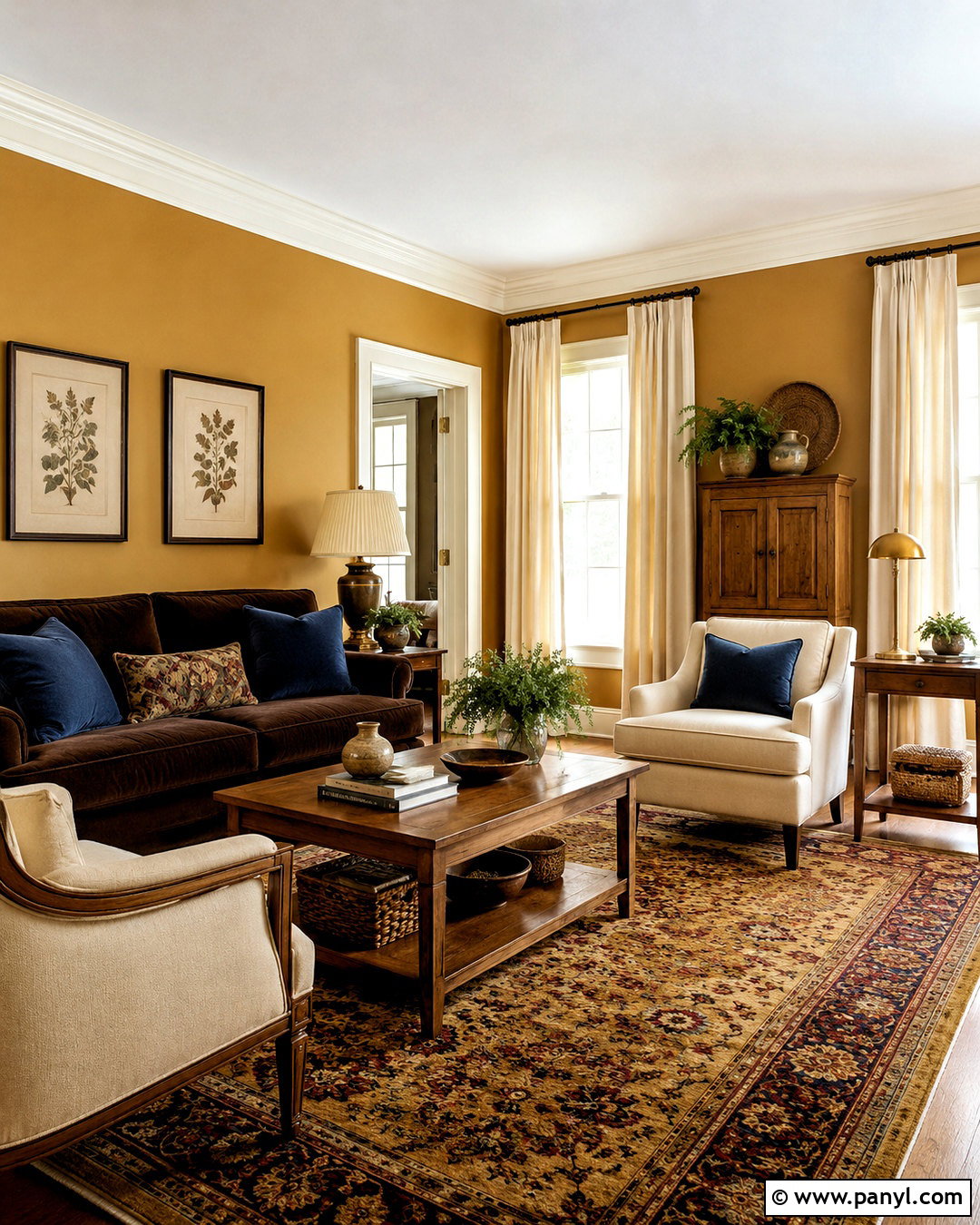 Muted Mustard Sitting Room - 35 Sitting Room Paint Color Ideas
