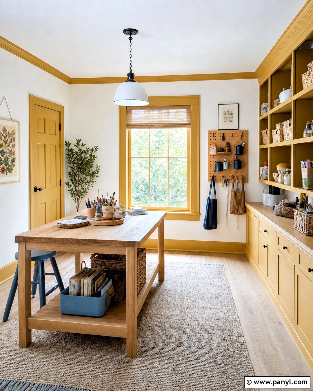 Muted Mustard Trim With White Walls - 20 trim paint color ideas