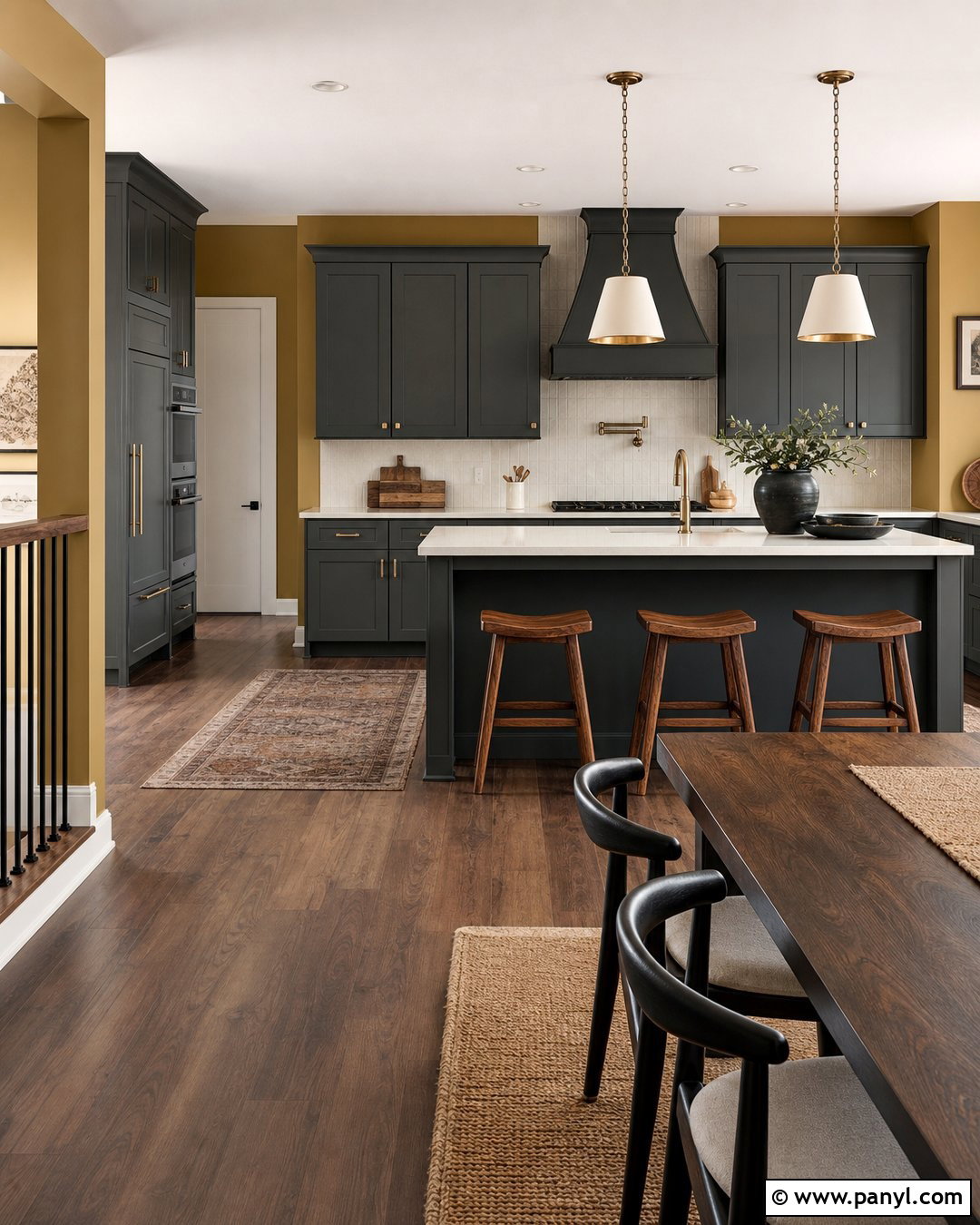 Muted Mustard Walls With Gray Kitchen Cabinets - 30 Gray Kitchen Cabinets Wall Color Ideas