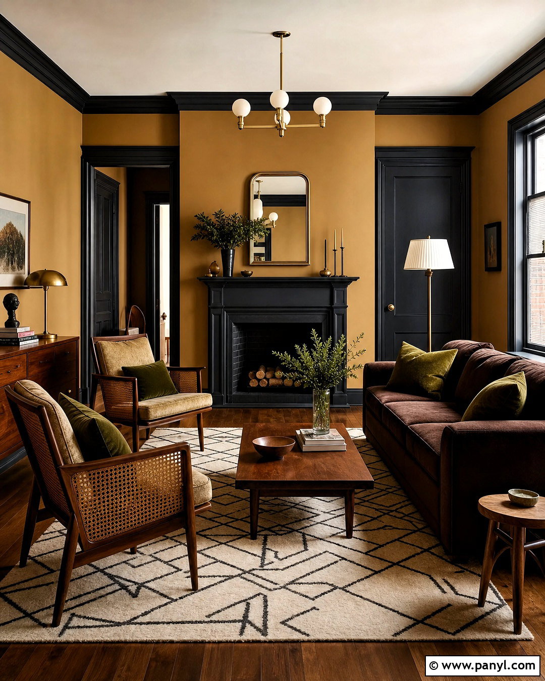 Muted Ochre Walls With Black Trim - 20 black trim interior color schemes