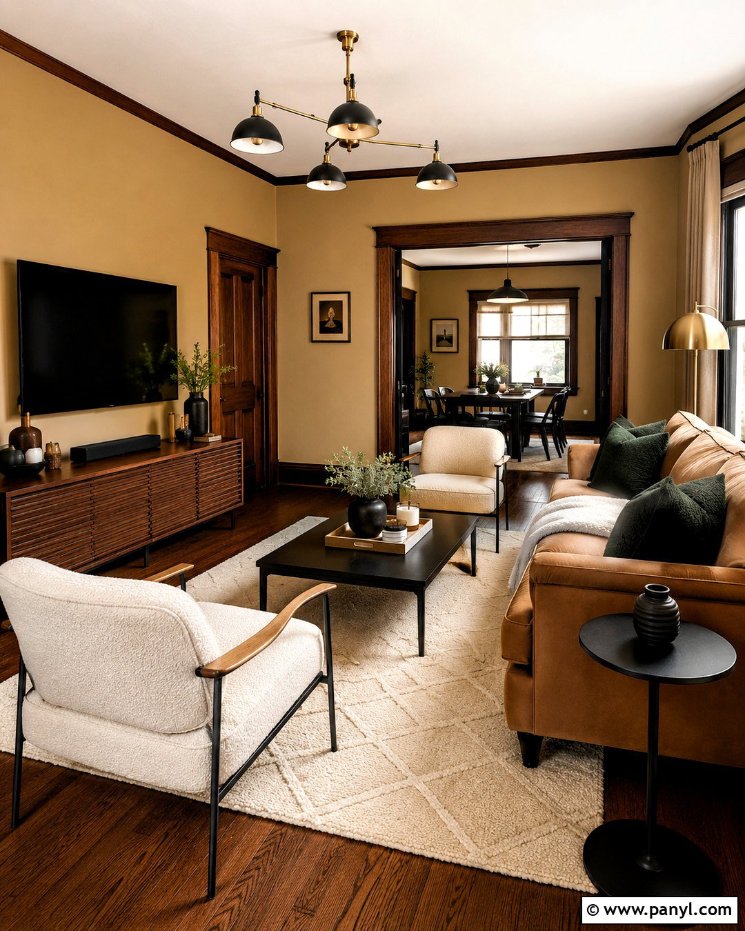 Muted Ochre Walls With Dark Wood - 20 Wall Colors To Match Dark Wood Ideas