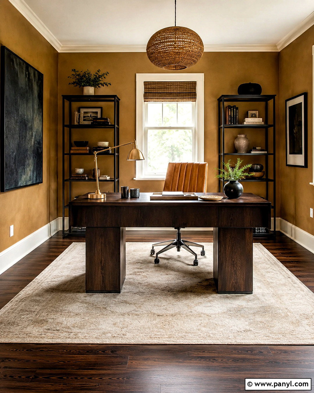 Muted Ochre With Dark Wood - 20 paint colors that go with dark wood ideas