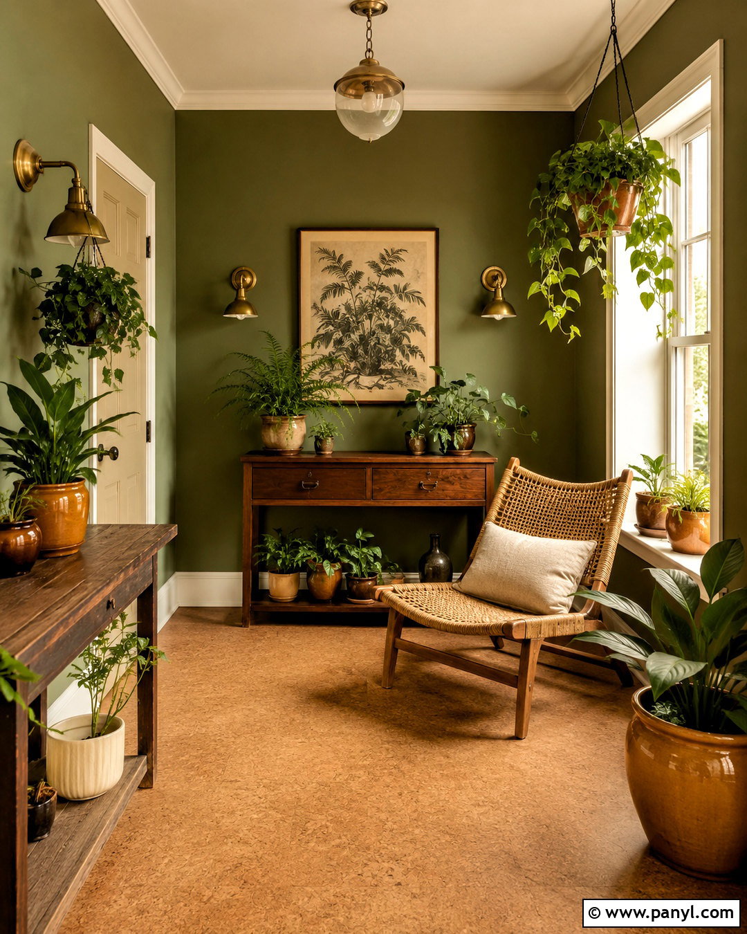Muted Olive Green Plant Room - 20 Wall Colors For Plant Room Ideas