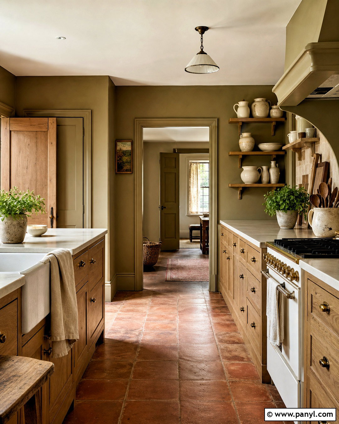Muted Olive Kitchen With Oak Cabinets - 20 kitchen paint colors with oak cabinets