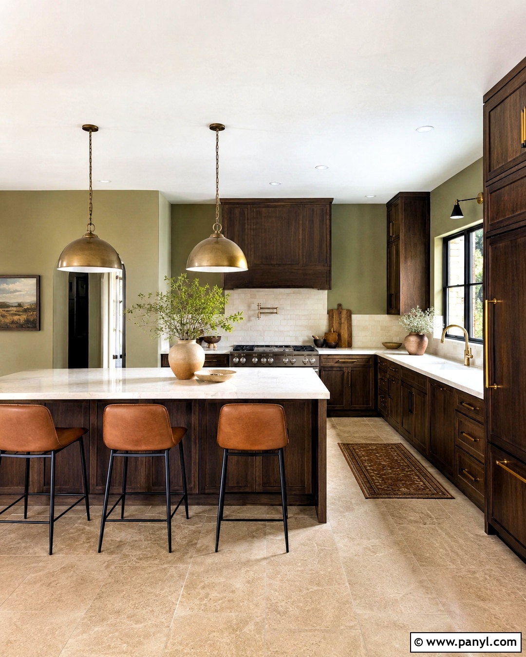 Muted Olive Walls With Dark Brown Cabinets - 20 Wall Color For Dark Brown Cabinets