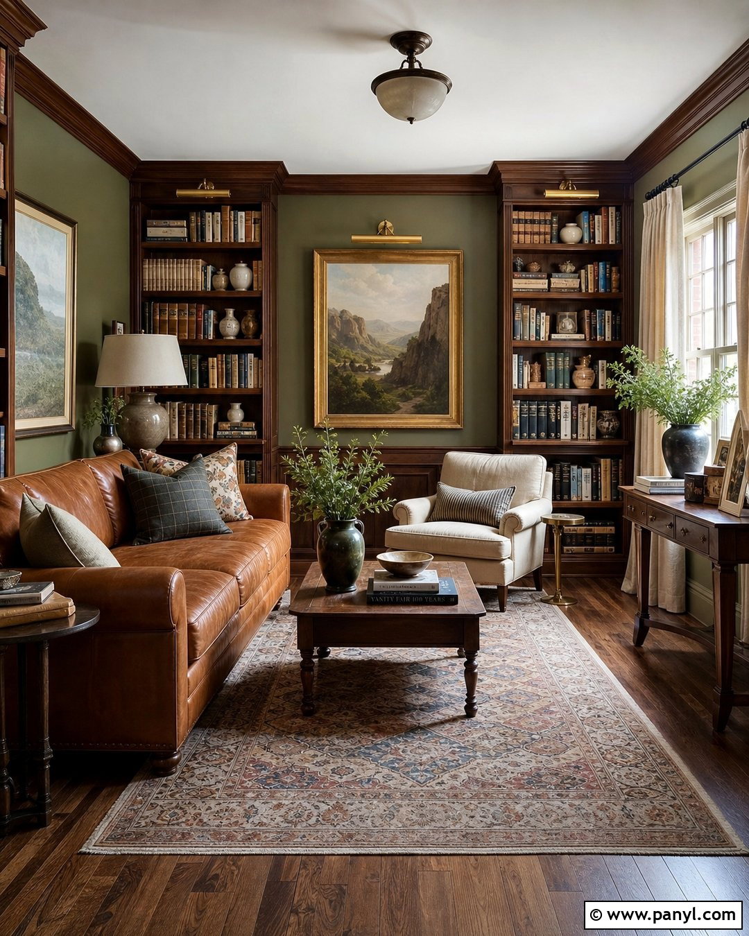 Muted Olive Walls With Dark Walnut Floors - 25 Wall Color Combination With Wooden Floor Ideas