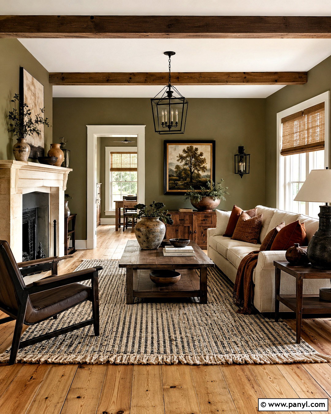 Muted Olive Walls With Pine Floors - 20 Wood Floor Wall Color Ideas