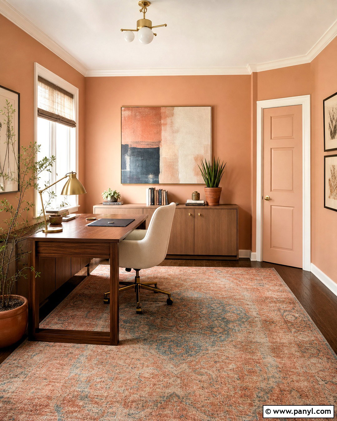 Muted Peach Home Office Wall Paint - 20 wall paint inspiration ideas