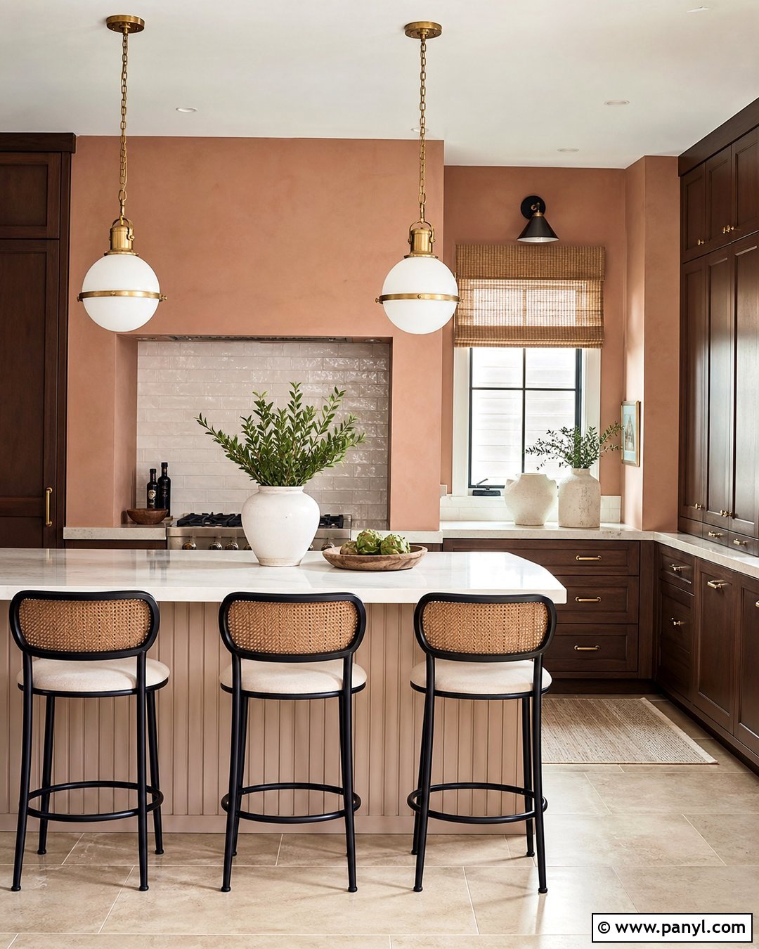 Muted Peach Kitchen With Wood Cabinets - 25 Kitchen Colors With Wood Cabinets