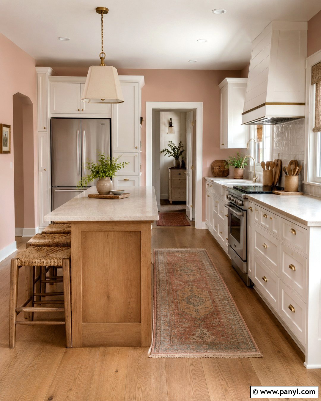 Muted Pink Kitchen With White Cabinets - 20 Muted Pink Wall Paint Ideas