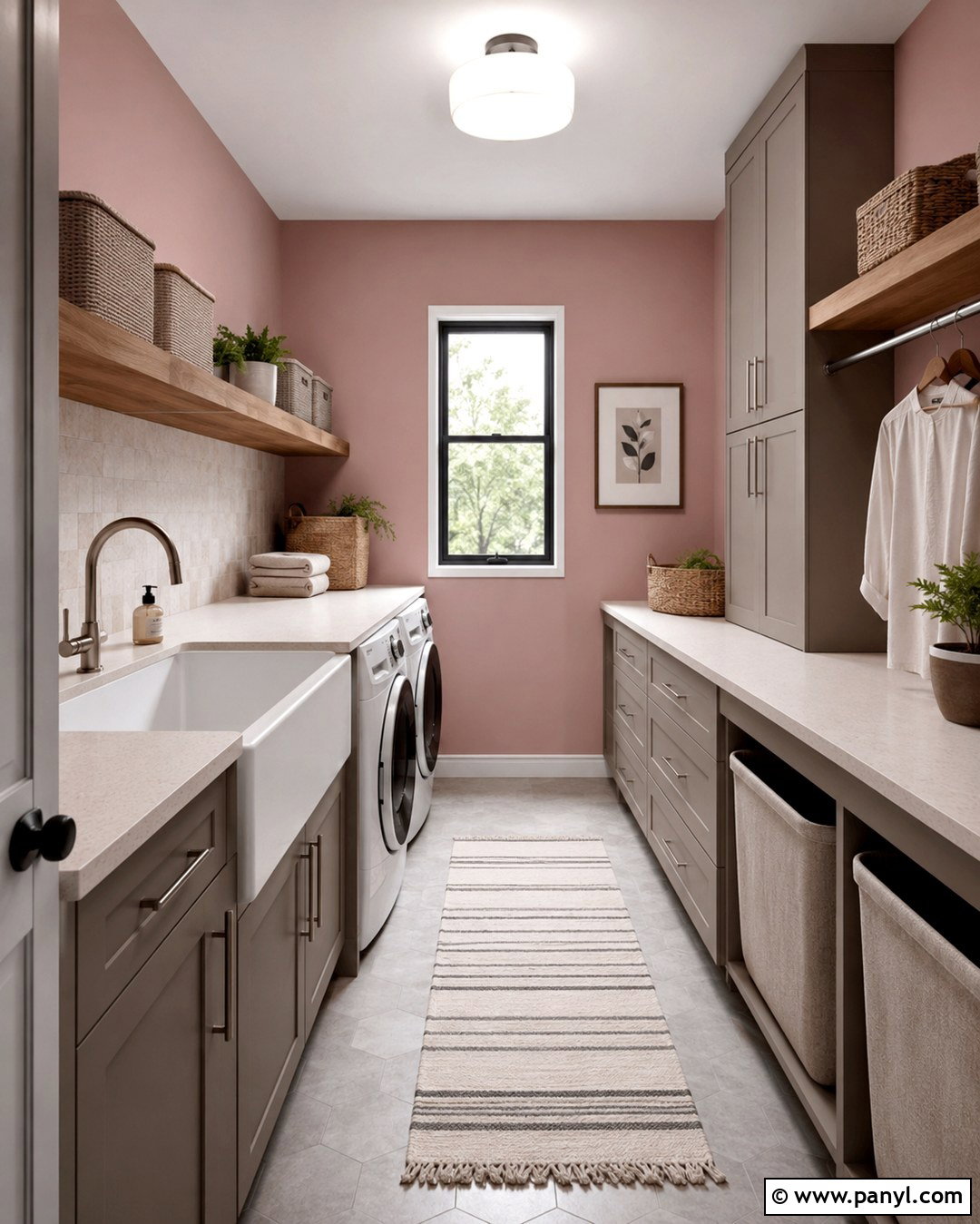 Muted Pink Laundry Room With Gray Cabinets - 20 Muted Pink Wall Paint Ideas