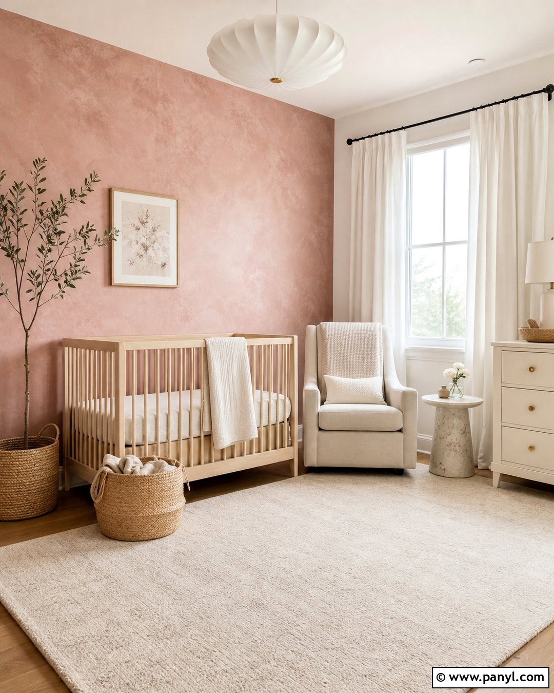 Muted Pink Limewash Nursery Wall - 20 Accent Wall Nursery Girl Pink Ideas