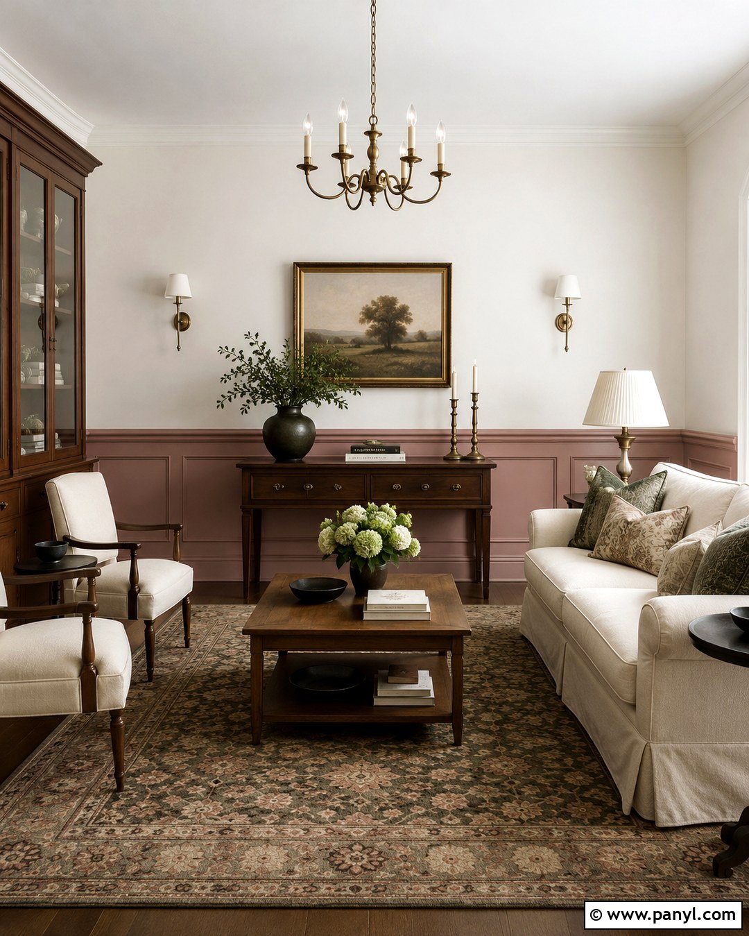 Muted Pink Wainscoting With Ivory Walls - 20 Muted Pink Wall Paint Ideas