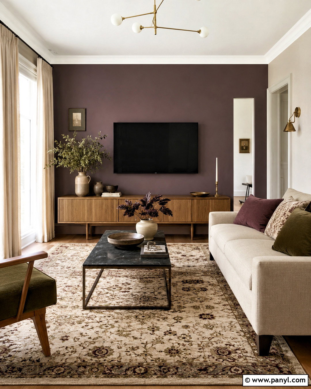 Muted Plum TV Wall - 20 Wall Paint For Tv Wall Ideas