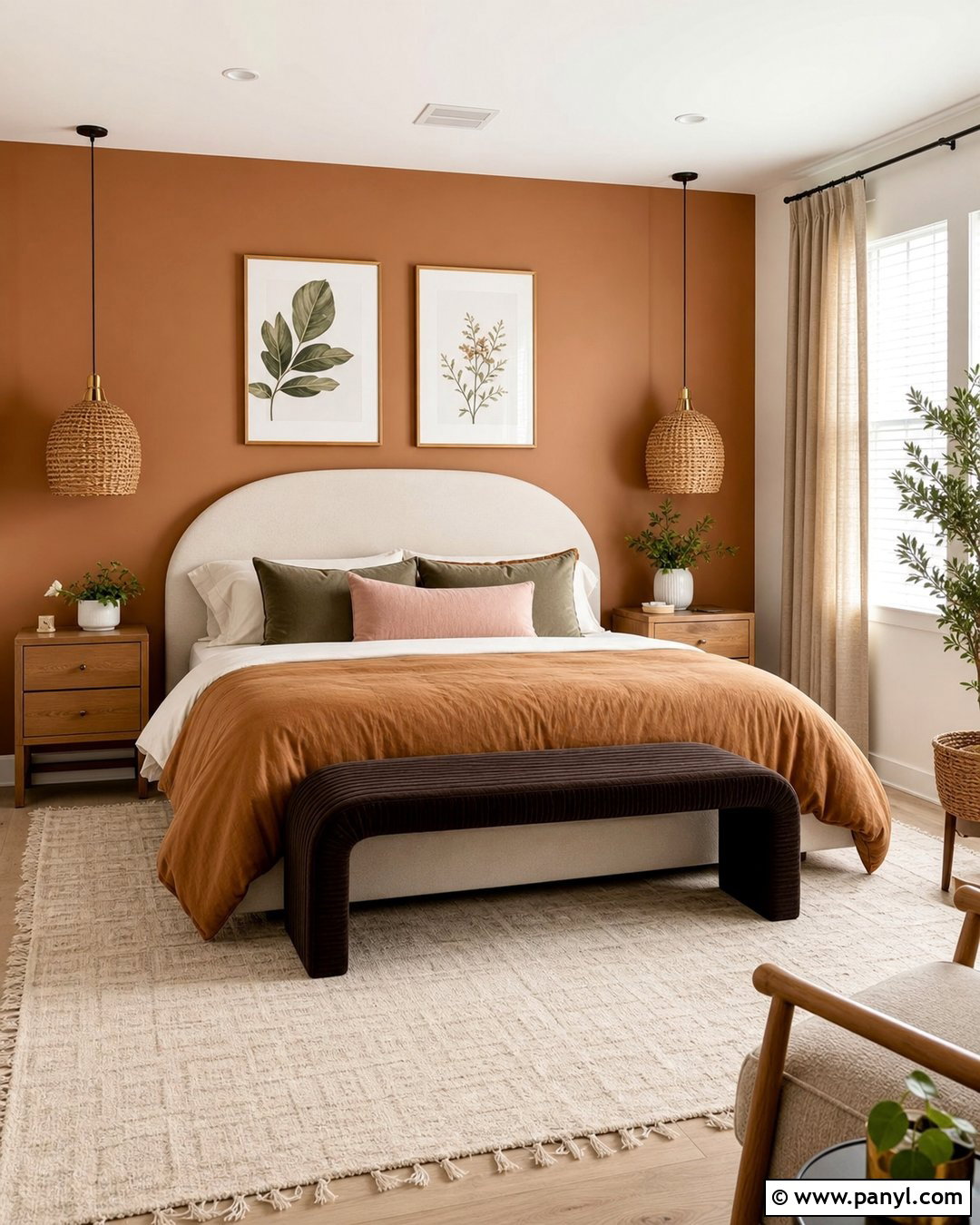 Muted Pumpkin Bedroom Wall - 20 Brown Orange Wall Color Ideas